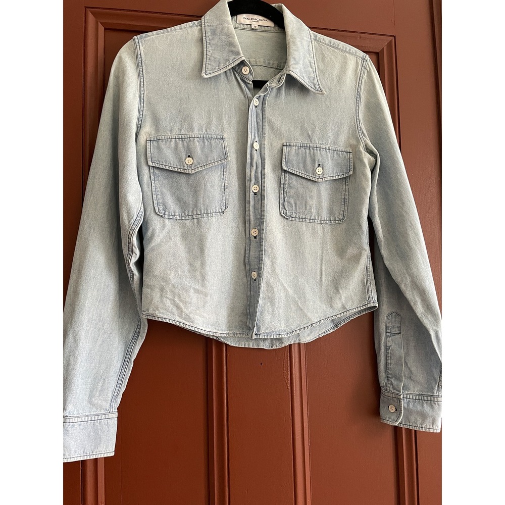Balenciaga Fall 2002 Nicolas Ghesquiere Archive Denim Shirt Light Wash 38 - Picture 1 of 8